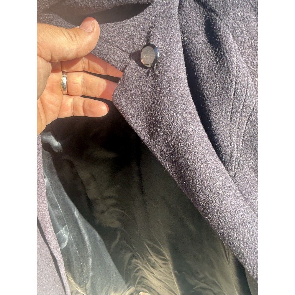 Vintage Imported Cashmere Black Long Coat Satin Lined Women's Overcoat Jacket - Picture 7 of 12